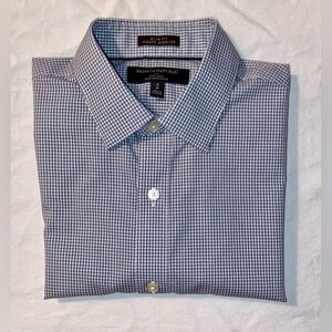 2/60$ Men’s Banana Republic white&blue‎ checks slim fit non iron shirt Sz small